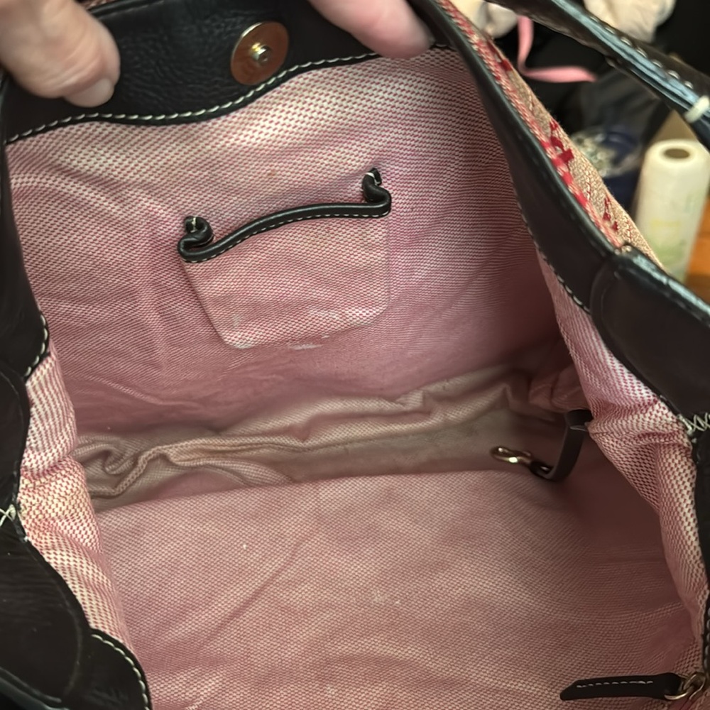 Dooney & Bourke Large Red and Brown Shoulder Bag with Dust Bag - Picture 5 of 6